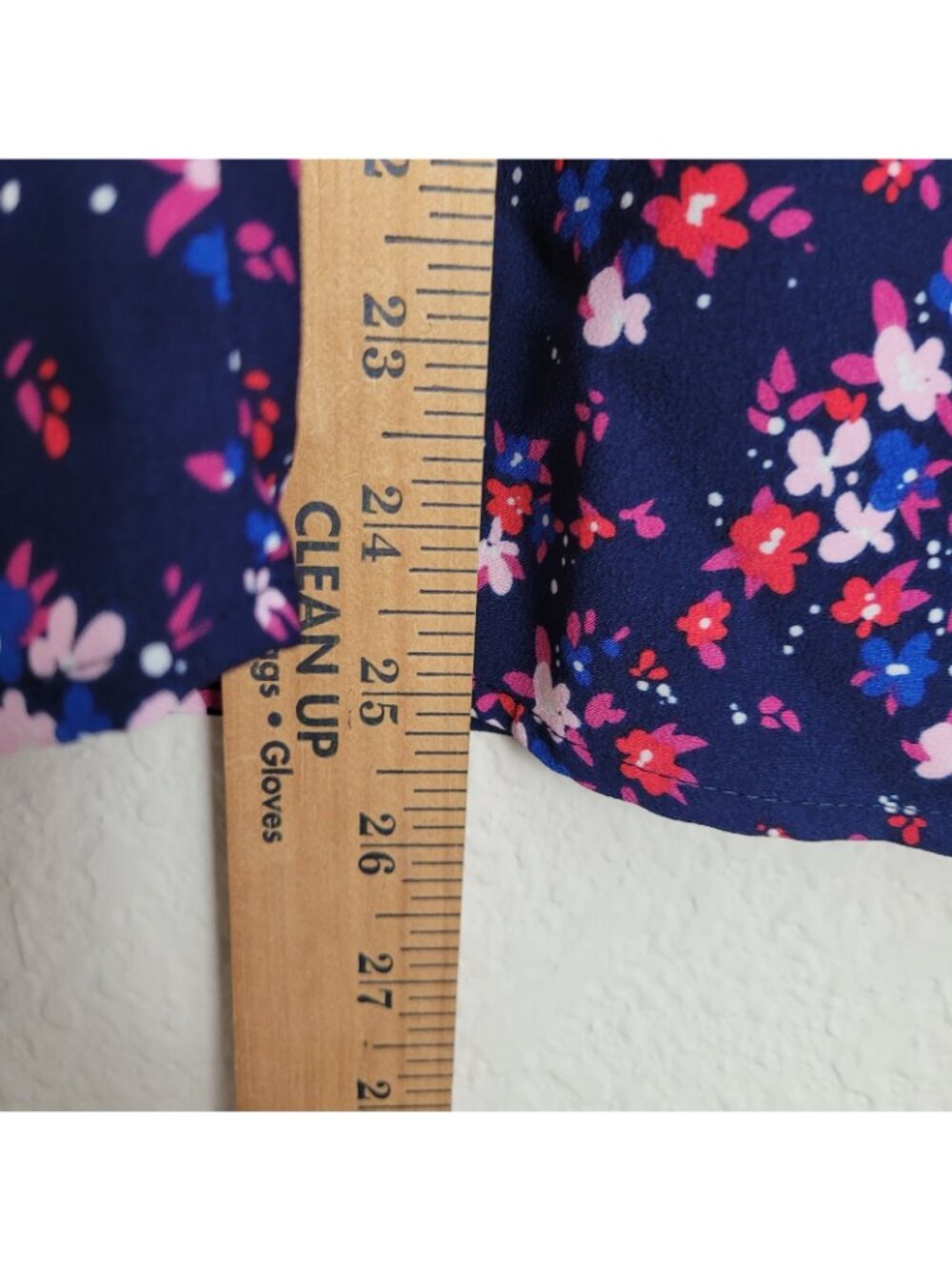 J. Crew Factory Ruffle Neck Long Sleeve Navy Floral Top Blouse Sz XL Preppy - Picture 5 of 8